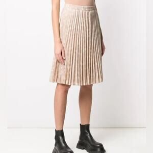 Burberry Rersby Deer Print Pleated Chiffon Skirt Soft Fawn NWOT Sz 8